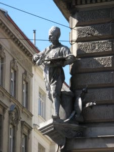 Пам’ятник Юрію Кульчицькому у Відні (на розі Favoritenstraße, 64 і Kolschitzkygasse)